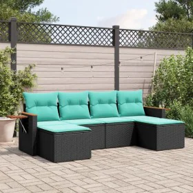 Set mit 6 Gartensofas mit Kissen Kunstrattan schwarz von , Gartensets - Ref: Foro24-3227058, Preis: 447,13 €, Rabatt: %