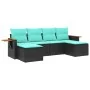 Set of 6 garden sofas with cushions synthetic rattan black by , Garden sets - Ref: Foro24-3227058, Price: 447,13 €, Discount: %
