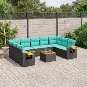 Set of 10pcs garden sofas with black synthetic rattan cushions by , Garden sets - Ref: Foro24-3227121, Price: 758,55 €, Disco...