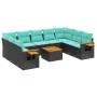 Set of 10pcs garden sofas with black synthetic rattan cushions by , Garden sets - Ref: Foro24-3227121, Price: 758,55 €, Disco...