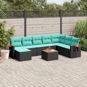 Set de sofás de jardín 9 pzas con cojines ratán sintético negro by , Garden sets - Ref: Foro24-3227093, Price: 651,85 €, Disc...