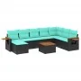 Set de sofás de jardín 9 pzas con cojines ratán sintético negro von , Gartensets - Ref: Foro24-3227093, Preis: 651,85 €, Raba...