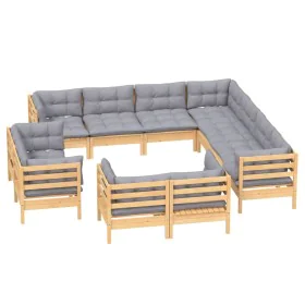 Garden furniture set 11 pieces and cushions solid pine wood by vidaXL, Garden sets - Ref: Foro24-3096934, Price: 883,36 €, Di...