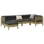Juego de sofás jardín 6 pzas con cojines madera pino impregnada by , Garden sets - Ref: Foro24-3299529, Price: 525,95 €, Disc...