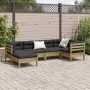 Juego de sofás jardín 6 pzas con cojines madera pino impregnada by , Garden sets - Ref: Foro24-3299529, Price: 525,95 €, Disc...