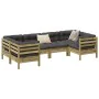 Juego de sofás jardín 6 pzas con cojines madera pino impregnada by , Garden sets - Ref: Foro24-3299613, Price: 594,26 €, Disc...