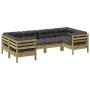 Juego de sofás jardín 6 pzas con cojines madera pino impregnada by , Garden sets - Ref: Foro24-3299613, Price: 594,26 €, Disc...