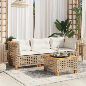 3-Sitzer-Gartensofa mit Kissen Kunstrattan beige von , Outdoor-Sofas - Ref: Foro24-365940, Preis: 270,97 €, Rabatt: %