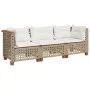 3-seater garden sofa with cushions synthetic rattan beige by , Outdoor sofas - Ref: Foro24-365940, Price: 270,97 €, Discount: %