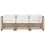 3-seater garden sofa with cushions synthetic rattan beige by , Outdoor sofas - Ref: Foro24-365940, Price: 270,97 €, Discount: %