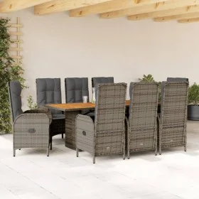 9 pcs garden dining set and cushions synthetic rattan gray by , Garden sets - Ref: Foro24-3213518, Price: 1,00 €, Discount: %