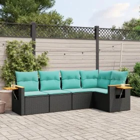 Set of 5 pcs garden sofas with cushions synthetic rattan black by , Garden sets - Ref: Foro24-3226785, Price: 433,97 €, Disco...