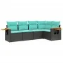 Set of 5 pcs garden sofas with cushions synthetic rattan black by , Garden sets - Ref: Foro24-3226785, Price: 433,97 €, Disco...