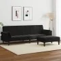 Sofá cama de 2 plazas con taburete terciopelo negro by , Sofas - Ref: Foro24-3258136, Price: 334,36 €, Discount: %