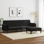 Sofá cama de 2 plazas con taburete terciopelo negro by , Sofas - Ref: Foro24-3258136, Price: 334,36 €, Discount: %