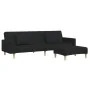 Sofá cama de 2 plazas con taburete tela negro by , Sofas - Ref: Foro24-3258108, Price: 339,28 €, Discount: %