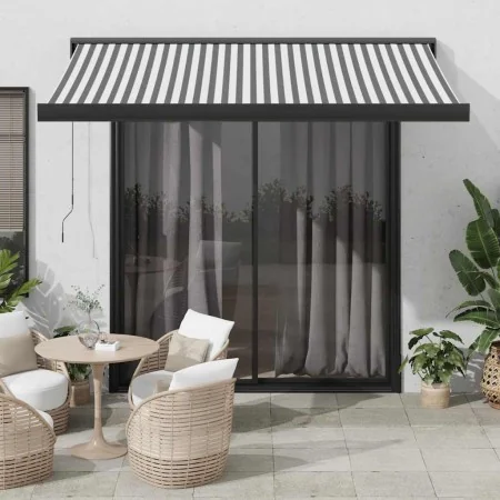 Toldo retráctil aluminio y tela gris antracita y blanco 3x2,5 m de , Toldos - Ref: Foro24-3216138, Precio: 561,03 €, Descuent...