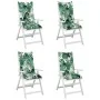 Cojín silla de jardín respaldo alto 4 uds tela hojas 120x50x7cm von , Kissen für Stühle und Sofas - Ref: Foro24-360264, Preis...