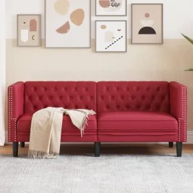 Sofá Chesterfield de 2 plazas cuero artificial rojo tinto by , Sofas - Ref: Foro24-372663, Price: 283,64 €, Discount: %