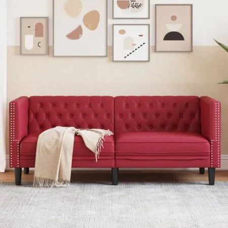 Sofá Chesterfield de 2 plazas cuero artificial rojo tinto by , Sofas - Ref: Foro24-372663, Price: 283,64 €, Discount: %
