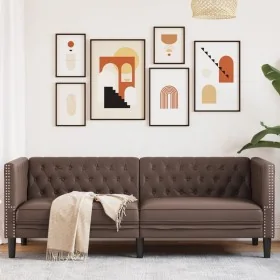 Sofá Chesterfield de 3 plazas cuero artificial marrón by , Sofas - Ref: Foro24-372668, Price: 266,61 €, Discount: %