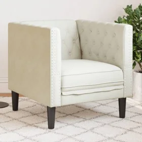Sillón Chesterfield de terciopelo blanco crema by , Sofas - Ref: Foro24-372680, Price: 158,74 €, Discount: %