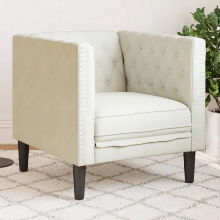Sillón Chesterfield de terciopelo blanco crema by , Sofas - Ref: Foro24-372680, Price: 158,74 €, Discount: %