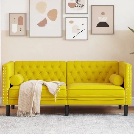 Sofá Chesterfield 2 plazas con cojines terciopelo amarillo by , Sofas - Ref: Foro24-372689, Price: 297,16 €, Discount: %