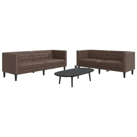 Juego de sofás Chesterfield 2 piezas cuero sintético marrón by , Sofas - Ref: Foro24-3209276, Price: 533,15 €, Discount: %