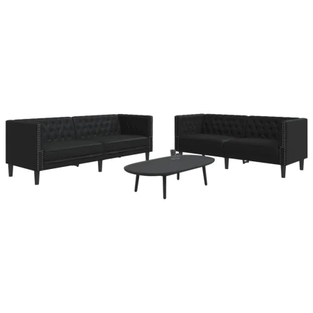 Juego de sofás Chesterfield 2 piezas cuero sintético negro von , Sofas - Ref: Foro24-3209274, Preis: 559,13 €, Rabatt: %
