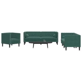 Set de sofás Chesterfield con cojines 3 piezas terciopelo verde by , Sofas - Ref: Foro24-3209283, Price: 860,04 €, Discount: %