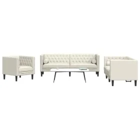 Set de sofás Chesterfield con cojines 3 piezas terciopelo crema von , Sofas - Ref: Foro24-3209288, Preis: 787,73 €, Rabatt: %