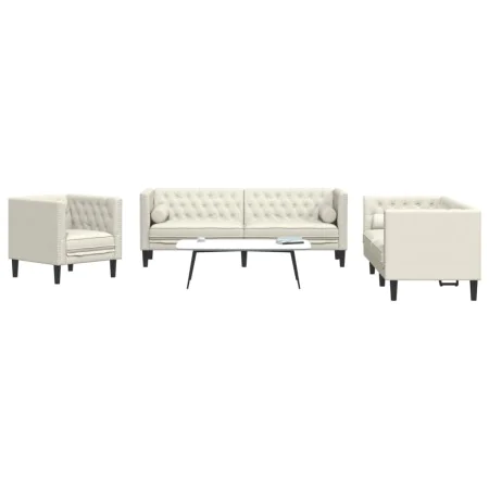Set de sofás Chesterfield con cojines 3 piezas terciopelo crema by , Sofas - Ref: Foro24-3209288, Price: 787,73 €, Discount: %