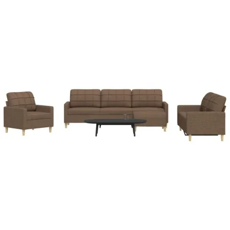 Juego de sofás con reposapiés 4 piezas tela marrón by , Sofas - Ref: Foro24-3278298, Price: 671,26 €, Discount: %