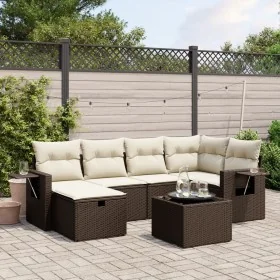 Juego de sofás de jardín 7 piezas con cojines ratán PE marrón by , Garden sets - Ref: Foro24-3263809, Price: 458,65 €, Discou...