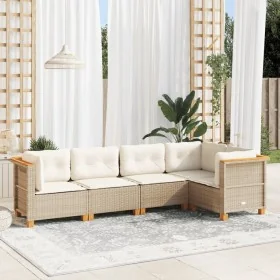 Juego de sofás jardín con cojines 5 pzas ratán sintético beige by , Garden sets - Ref: Foro24-3261811, Price: 422,31 €, Disco...