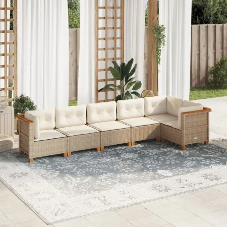Juego de sofás jardín con cojines 6 pzas ratán sintético beige de , Conjuntos de jardín - Ref: Foro24-3261847, Precio: 469,87...