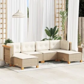 Juego de sofás jardín con cojines 6 pzas ratán sintético beige by , Garden sets - Ref: Foro24-3261949, Price: 429,15 €, Disco...