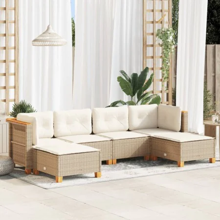 Juego de sofás jardín con cojines 6 pzas ratán sintético beige by , Garden sets - Ref: Foro24-3261949, Price: 429,15 €, Disco...