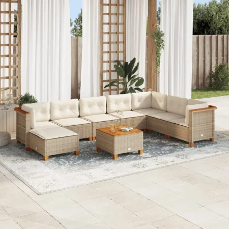 Set de sofás de jardín con cojines 9 pzas ratán sintético beige von , Gartensets - Ref: Foro24-3261961, Preis: 649,77 €, Raba...