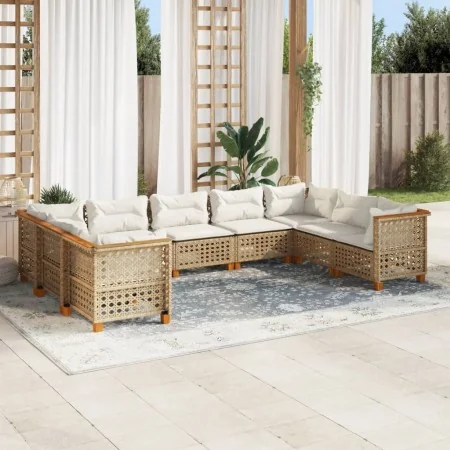 Set de sofás de jardín con cojines 9 pzas ratán sintético beige by , Garden sets - Ref: Foro24-3261982, Price: 777,00 €, Disc...
