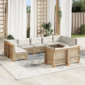 Set de sofás de jardín con cojines 9 pzas ratán sintético beige by , Garden sets - Ref: Foro24-3261994, Price: 777,00 €, Disc...