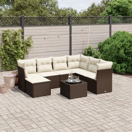 Set sofás de jardín 8 piezas y cojines ratán sintético marrón by , Garden sets - Ref: Foro24-3263229, Price: 505,16 €, Discou...