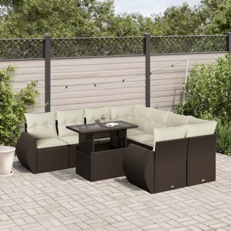 Set de sofás de jardín 9 pzas y cojines ratán sintético marrón von , Gartensets - Ref: Foro24-3268433, Preis: 669,46 €, Rabat...