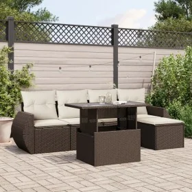 Set sofás de jardín 6 piezas y cojines ratán sintético marrón by , Garden sets - Ref: Foro24-3268503, Price: 438,52 €, Discou...