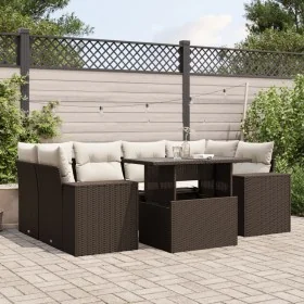 Juego de sofás de jardín 7 piezas con cojines ratán PE marrón by , Garden sets - Ref: Foro24-3269023, Price: 542,67 €, Discou...