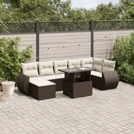 Set sofás de jardín 8 piezas y cojines ratán sintético marrón by , Garden sets - Ref: Foro24-3268693, Price: 585,63 €, Discou...