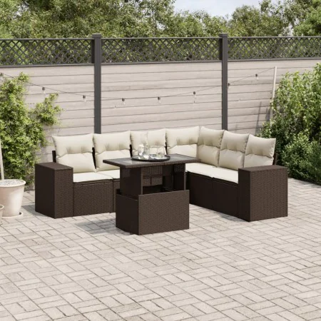 Juego de sofás de jardín 7 piezas con cojines ratán PE marrón von , Gartensets - Ref: Foro24-3269193, Preis: 533,69 €, Rabatt: %