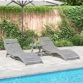 Tumbonas con mesa 2 unidades madera maciza de acacia gris by , Loungers - Ref: Foro24-3155469, Price: 276,88 €, Discount: %
