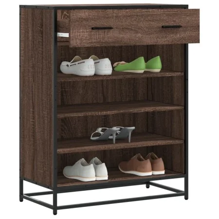 Zapatero de madera y metal marrón roble 75x38x97,5 cm de , Zapateros y organizadores de calzado - Ref: Foro24-3300879, Precio...